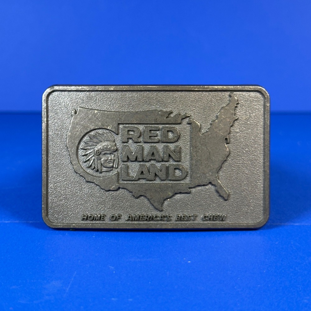 Vintage Red Man Land Belt‎ Buckle Chewing Tobacco Advertising Collectible